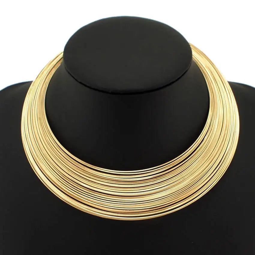 Multilayer Metal Twist Necklace Indian Jewelry.