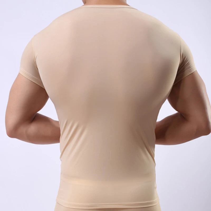 Camiseta con  transparencias  para hombre de seda helada