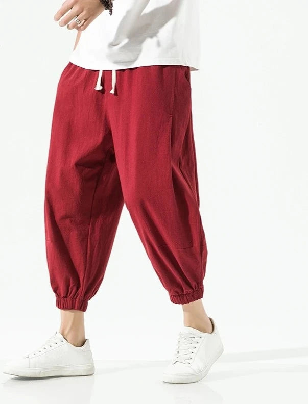 Pantaloni casual da uomo in cotone e lino.