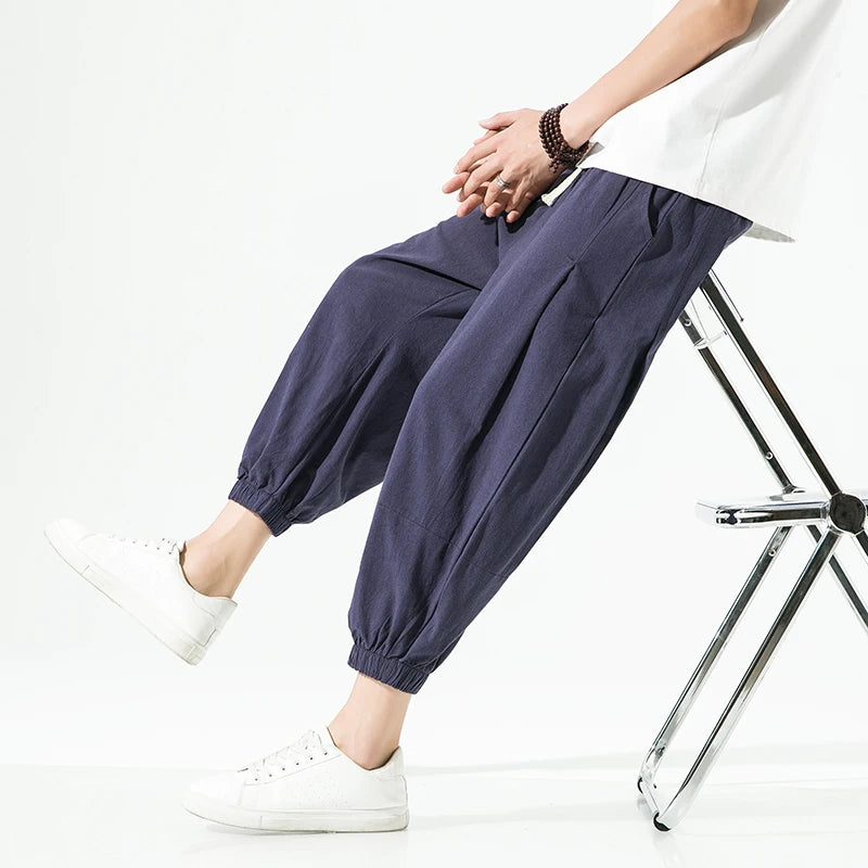 Pantaloni casual da uomo in cotone e lino.