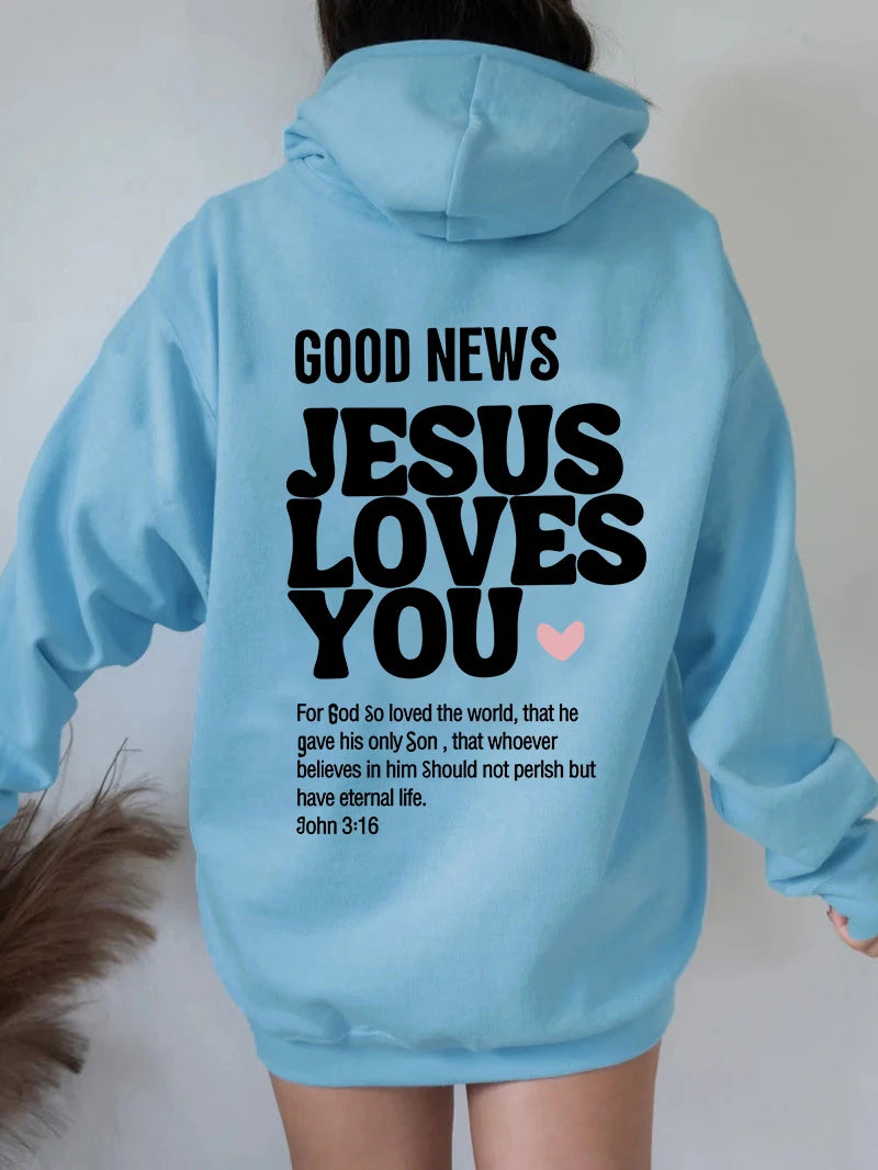 Sudadera Cristiana "Buenas Noticias JESÚS TE AMA "