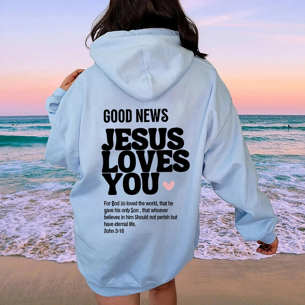 Sudadera Cristiana "Buenas Noticias JESÚS TE AMA "