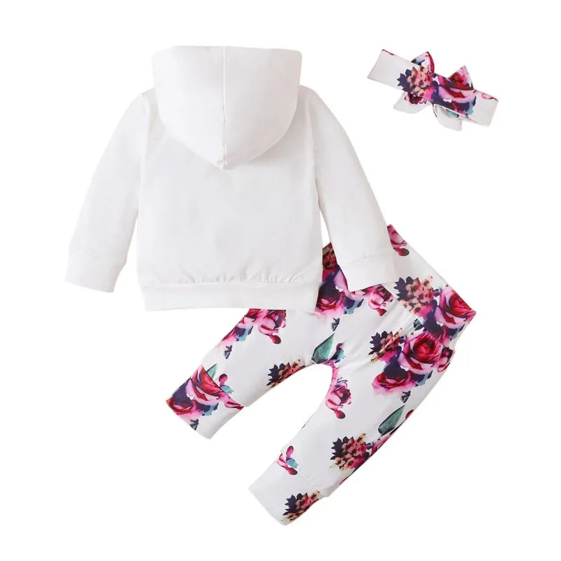 Conjunto para niña. Sudadera con Capucha Estampada y Pantalones