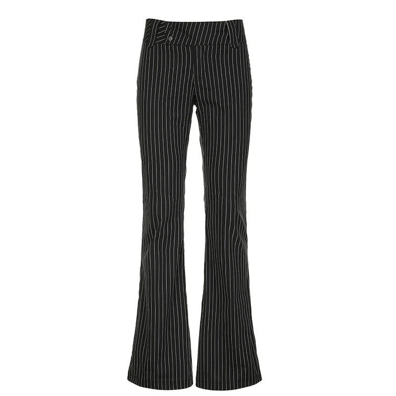 Pantalones de traje rectos para mujer de alta moda, estilo vintage, de tiro bajo.