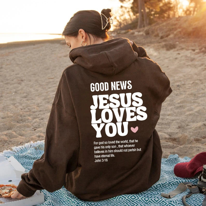 Sudadera Cristiana "Buenas Noticias JESÚS TE AMA "