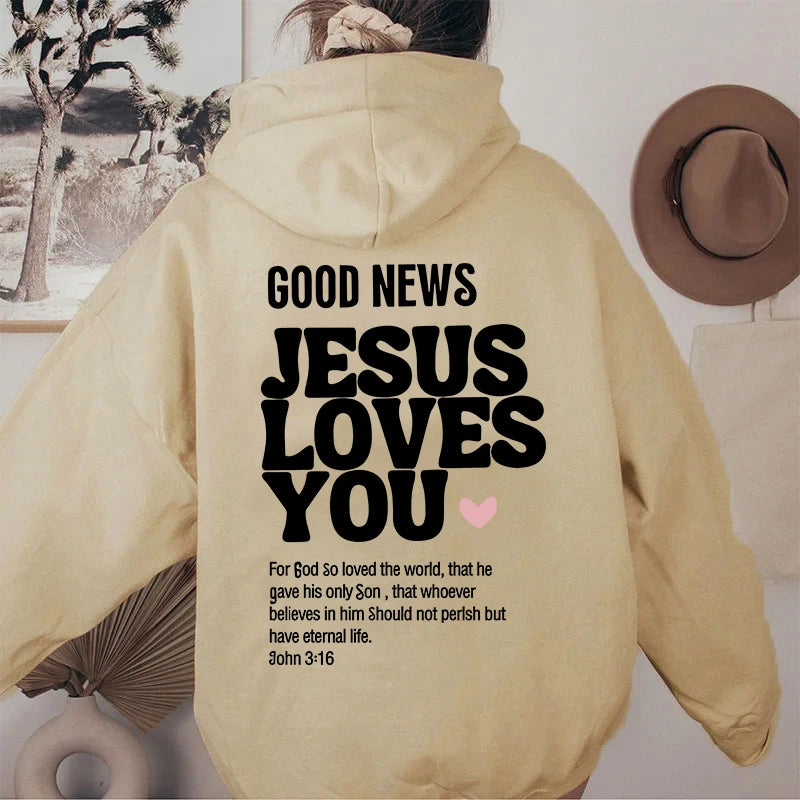 Sudadera Cristiana "Buenas Noticias JESÚS TE AMA "