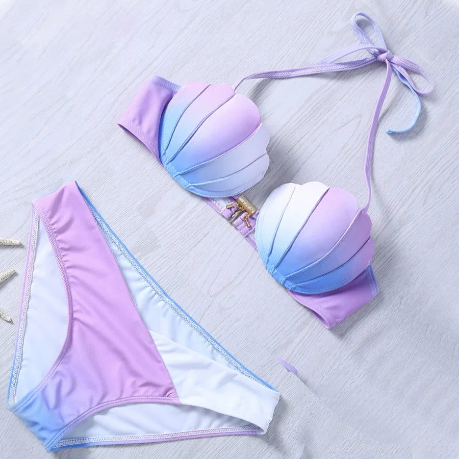 Push-up bikini with shell details