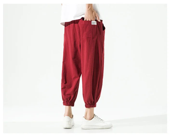 Pantaloni casual da uomo in cotone e lino.